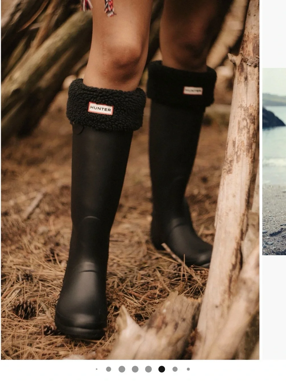 Hunter Black Tall Rain Boots with Sherpa Cuff Trim